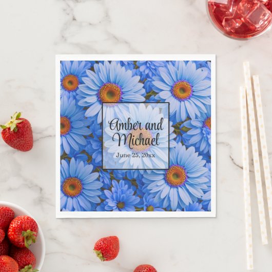 Blaubläuliche Sonnenblumen Blaue Gänse Muster Serviette (Beispiel)