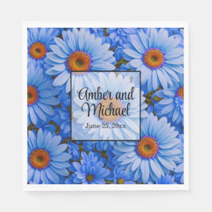 Blaubläuliche Sonnenblumen Blaue Gänse Muster Serviette