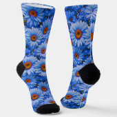 Blaubläuliche Sonnenblumen Blaue Gänse Muster Socken (Gewinkelt)