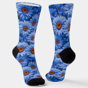 Blaubläuliche Sonnenblumen Blaue Gänse Muster Socken