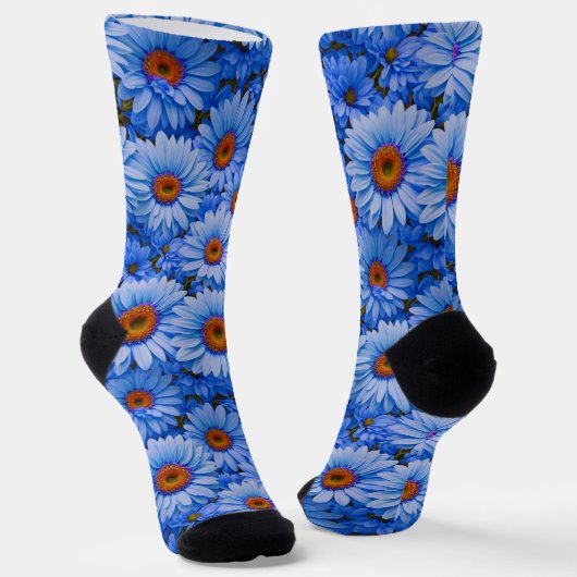 Blaubläuliche Sonnenblumen Blaue Gänse Muster Socken (Gewinkelt)