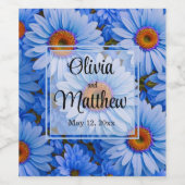 Blaubläuliche Sonnenblumen Blaue Gänse Muster Weinetikett (Einzelnes Label)