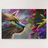 Blaublühende Kalico-Katze, Fantasie Puzzle (Horizontal)