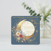 Blaublume, blumengeschmückte Hochzeit Einladung (Stehend Vorderseite)