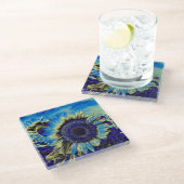 Blaublume Glasuntersetzer (Schrägansicht)