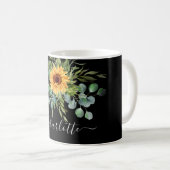 Blaublume-Grünschrift Kaffeetasse (VorderseiteRechts)