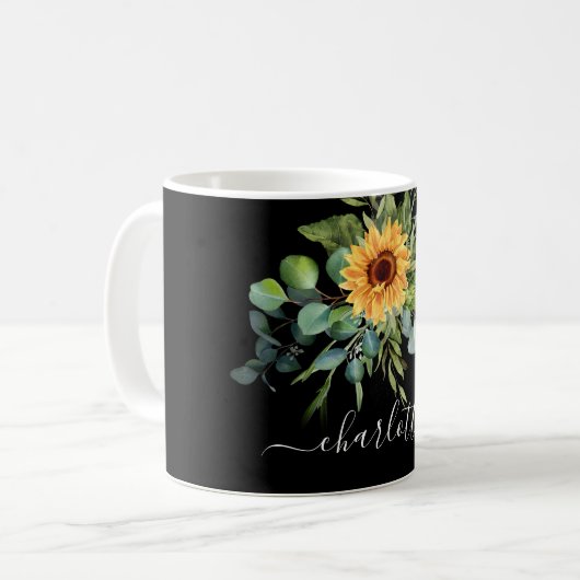 Blaublume-Grünschrift Kaffeetasse (Vorderseite Links)
