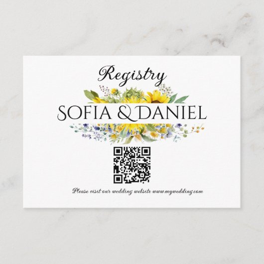 Blaublume Wildblume Hochzeit QR Begleitkarte (Vorderseite)