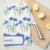 Blaublumen Aquarellmuster Geschirrtuch (Viertel Falte)