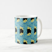 Blaublumen auf schwarz mit gelb abstrakten kaffeetasse (VorderseiteRechts)