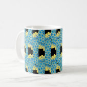 Blaublumen auf schwarz mit gelb abstrakten kaffeetasse (Vorderseite Links)