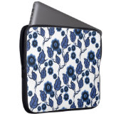 Blaublumen, blaue Blätter, BlumenFolkloreblumen Laptopschutzhülle (Vorne Rechts)