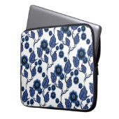 Blaublumen, blaue Blätter, BlumenFolkloreblumen Laptopschutzhülle (Vorderseite Links)