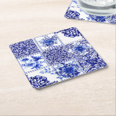 Blaublumen, blaue China, Porzellan, Vögel Rechteckiger Pappuntersetzer (angewinkelt)