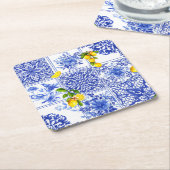 Blaublumen, blaue China, Porzellan, Vögel Rechteckiger Pappuntersetzer (angewinkelt)