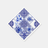 Blaublumen, blaue China, Porzellan, Vögel Serviette (Ecke)