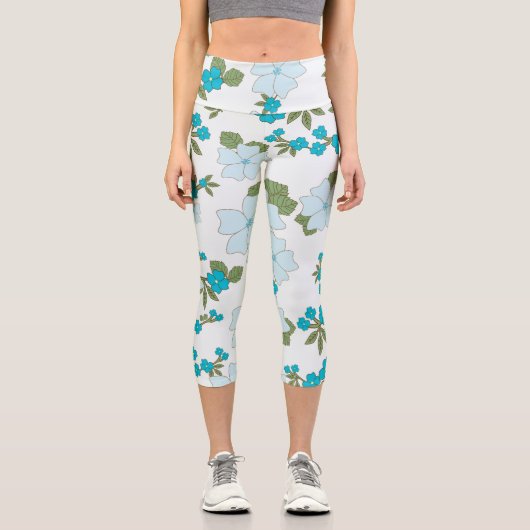 Blaublumen, Blumenmuster, Muster der Blume Capri Leggings (Vorderseite)