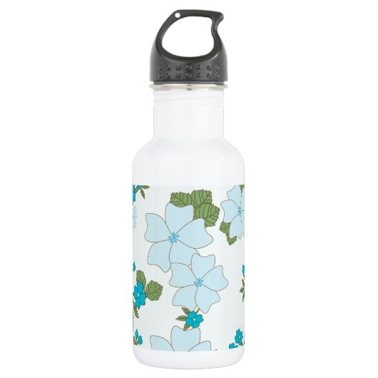 Blaublumen, Blumenmuster, Muster der Blume Edelstahlflasche (Vorderseite)