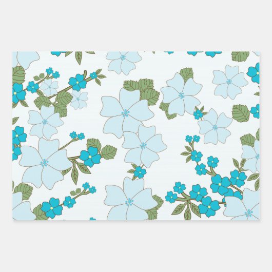 Blaublumen, Blumenmuster, Muster der Blume Geschenkpapier Set (Vorderseite)