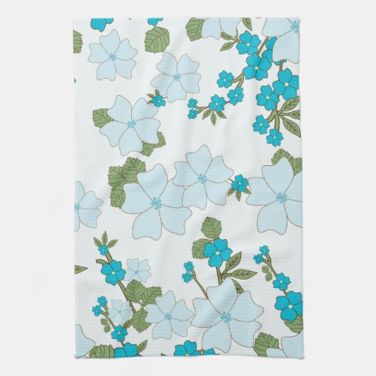 Blaublumen, Blumenmuster, Muster der Blume Geschirrtuch (Vertikal)