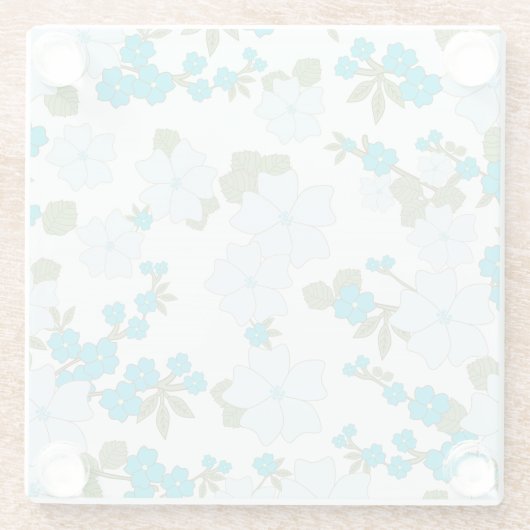 Blaublumen, Blumenmuster, Muster der Blume Glasuntersetzer (Rückseite)