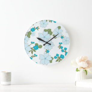 Blaublumen, Blumenmuster, Muster der Blume Große Wanduhr