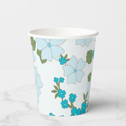 Blaublumen, Blumenmuster, Muster der Blume Pappbecher (Rückseite)