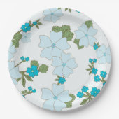 Blaublumen, Blumenmuster, Muster der Blume Pappteller (Vorderseite)