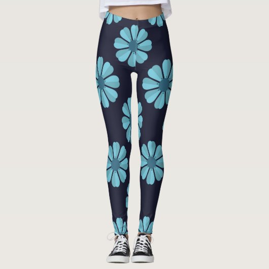 Blaublumen, dunkle Leggings (Vorderseite)