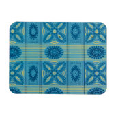 Blaublumen Gelbe Streifen Vintage Kunst Muster Magnet (Horizontal)