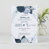 Blaublumen, geometrisch zum Geburtstag Einladung (Stehend Vorderseite)