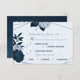 Blaublumen, geometrische Auswahl für das Menü RSVP Karte