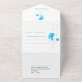 Blaublumen, graues, wirbelfarbenes Foto All In One Einladung (Außenbereich)