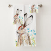 Blaublumen Hare Rabbit Wildblumen Wasserfarbe Badhandtuch Set (Insitu)