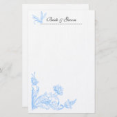 Blaublumen Hochzeitsgeschirr Briefpapier (Vorne/Hinten)