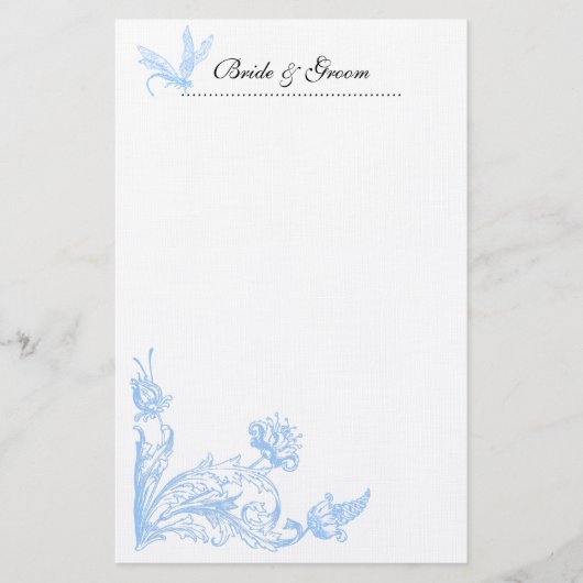 Blaublumen Hochzeitsgeschirr Briefpapier (Vorderseite)