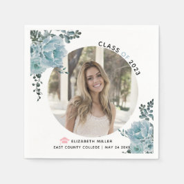 Blaublumen Klasse 2022 Abschluss Foto Serviette