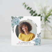 Blaublumen Klasse 2023 Abschluss Foto Ankündigung (Stehend Vorderseite)