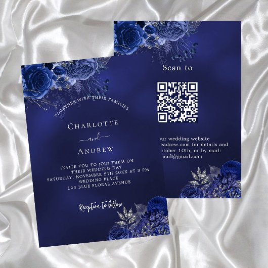 Blaublumen QR-Code UAWG Luxus Hochzeit Einladung