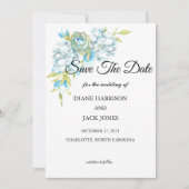 Blaublumen Save the Date Hochzeit Einladung (Vorderseite)