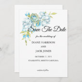 Blaublumen Save the Date Hochzeit Einladung (Vorne/Hinten)