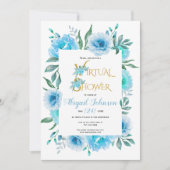 Blaublumen virtuelles Baby oder Brautparty Einladung (Vorderseite)