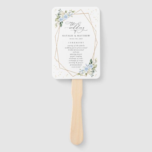 Blaublumen, weiße Blume, Boho, Hochzeitsprogramm Fächer (Vorderseite)