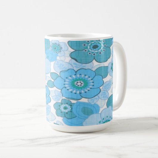 Blaublumenmuster Kaffeetasse (VorderseiteRechts)