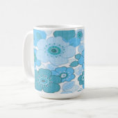 Blaublumenmuster Kaffeetasse (Vorderseite Links)