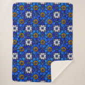 Blaublumenmuster Sherpadecke (Vorderseite)