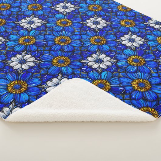 Blaublumenmuster Sherpadecke (3/4)