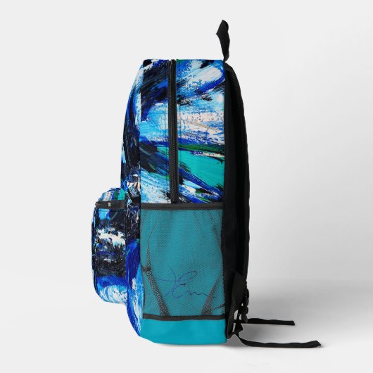 Blaublüte Bedruckter Rucksack (Rechts)