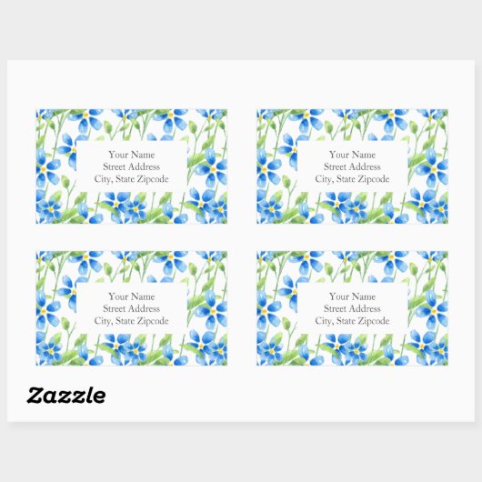 "Blaublüten" Rechteckiger Aufkleber (Blatt)