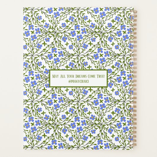 Blaublütenditsy Blumenmuster-Plane Planer (Rückseite)